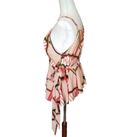 Wrap Shirt Tank Blouse Sleeveless Curvy  Size XL  12-14 Womens Geometric Peplum - Picture 7 of 16